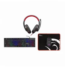 White Shark Comanche 3 4in1 Keyboard+Headset+Mouse+Mousepad Black HU