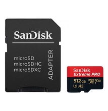 Sandisk 512GB microSDXC Class 10 U3 V30 A2 Extreme Pro + adapterrel