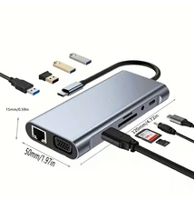 USB-C dokkoló 11 csatlakozóval ( USB-C | HDMI, VGA | ETHERNET | USB 3.0 ) 