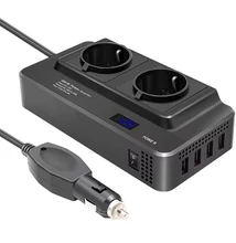 Szivargyújtó inverter - 12V autós inverter - 2 hálózati csatlakozóval és 4 db USB porttal