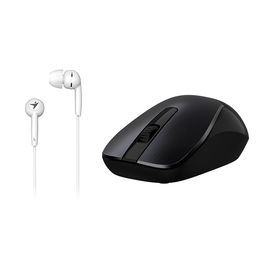 Genius MH-7018 wireless mouse Black + In-ear Headset White