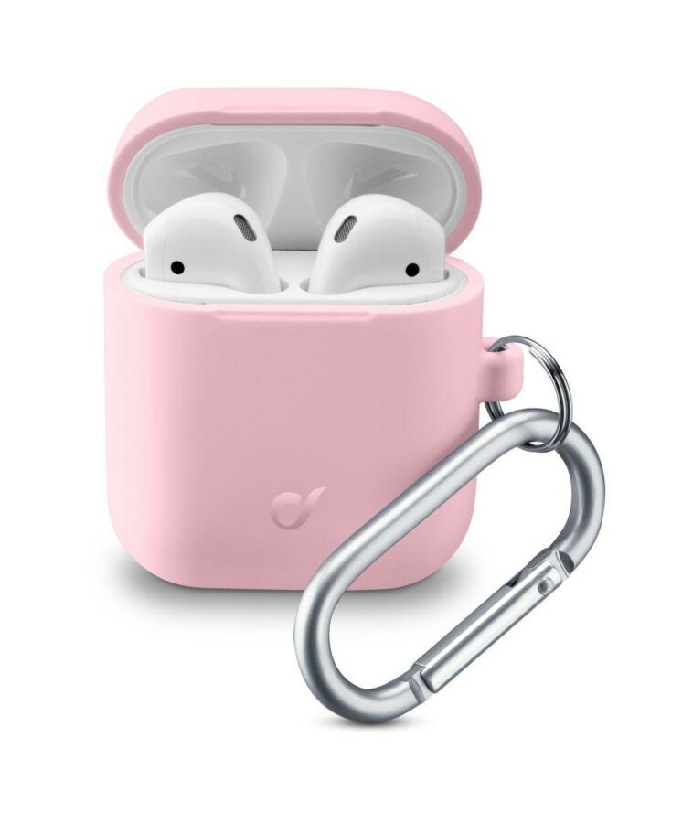 Cellularline Crotective cover with carabiner Bounce for Apple AirPods 1 & 2, pink